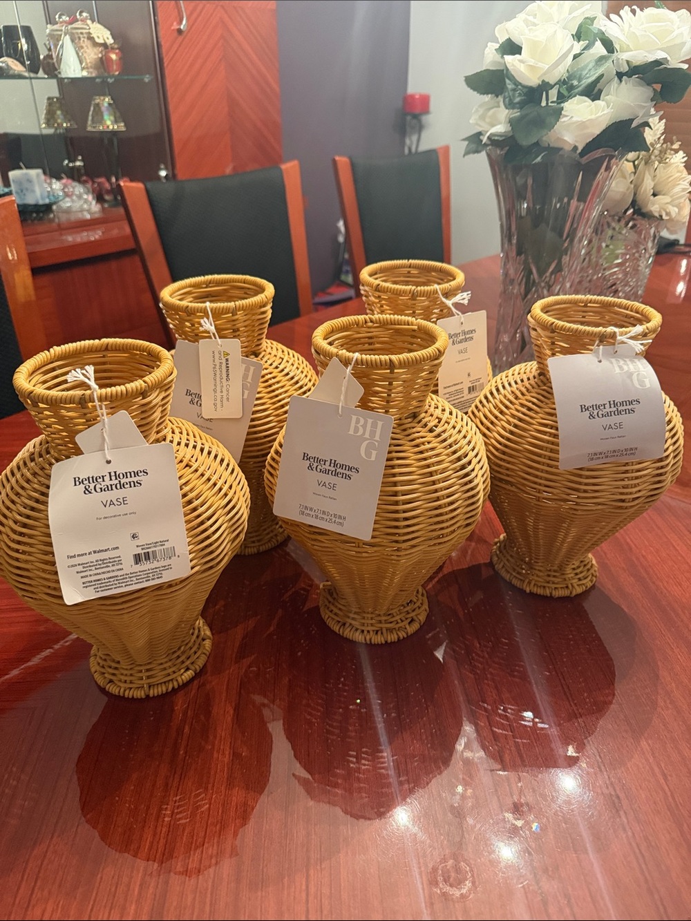 Better Homes And Gardens Sunlit Yellow Woven Faux Rattan Vase